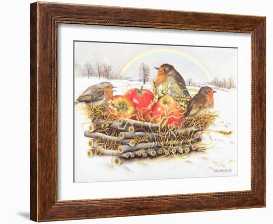 Robins with Apples, 1997-E.B. Watts-Framed Giclee Print