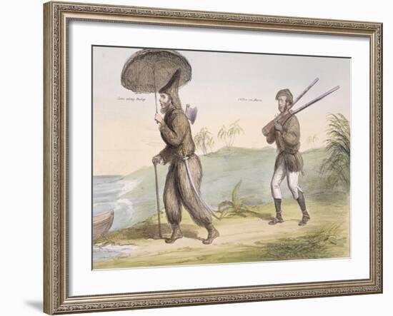 Robinson Crusoe and His Man Friday, Published June 3rd 1840-John Doyle-Framed Giclee Print