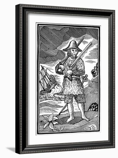 Robinson Crusoe, Chapbook Cut, 18th Century-null-Framed Giclee Print