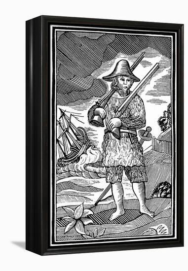 Robinson Crusoe, Chapbook Cut, 18th Century-null-Framed Premier Image Canvas