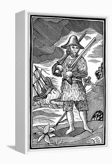 Robinson Crusoe, Chapbook Cut, 18th Century-null-Framed Premier Image Canvas