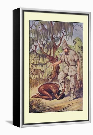 Robinson Crusoe: He Lays His Head Flat on the Ground-Milo Winter-Framed Stretched Canvas