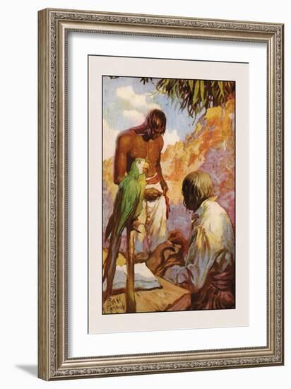 Robinson Crusoe: I Made Friday a Jacket of Goat Skin-Frank Goodwin-Framed Art Print