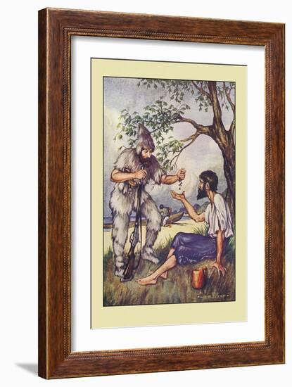 Robinson Crusoe: I Went to Him and Gave Him a Handful of Raisins-Milo Winter-Framed Art Print