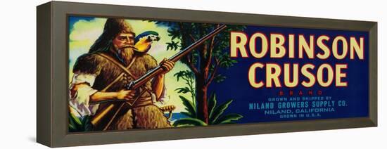 Robinson Crusoe Melon Label - Niland, CA-Lantern Press-Framed Stretched Canvas