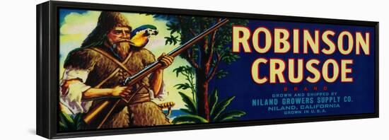 Robinson Crusoe Melon Label - Niland, CA-Lantern Press-Framed Stretched Canvas