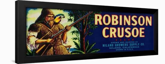 Robinson Crusoe Melon Label - Niland, CA-Lantern Press-Framed Art Print