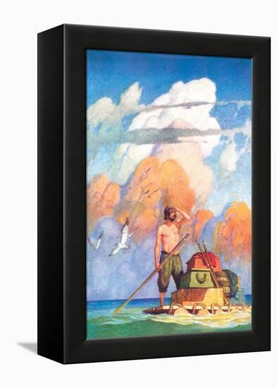 Robinson Crusoe's Raft-Newell Convers Wyeth-Framed Stretched Canvas