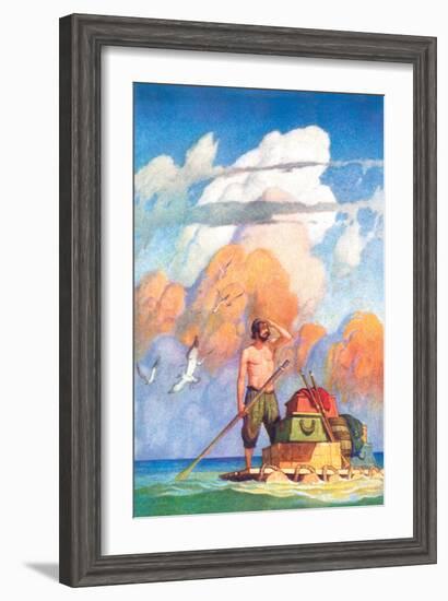 Robinson Crusoe's Raft-Newell Convers Wyeth-Framed Art Print