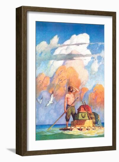 Robinson Crusoe's Raft-Newell Convers Wyeth-Framed Art Print