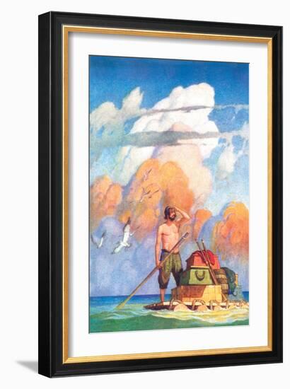 Robinson Crusoe's Raft-Newell Convers Wyeth-Framed Art Print