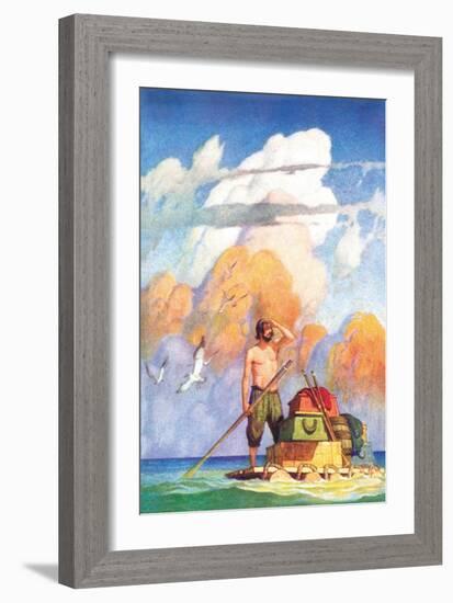 Robinson Crusoe's Raft-Newell Convers Wyeth-Framed Art Print