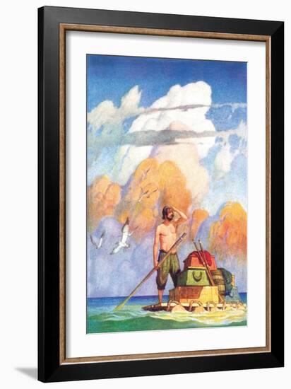 Robinson Crusoe's Raft-Newell Convers Wyeth-Framed Art Print