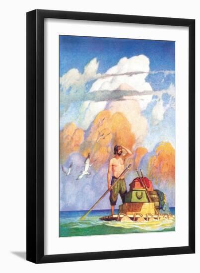 Robinson Crusoe's Raft-Newell Convers Wyeth-Framed Art Print