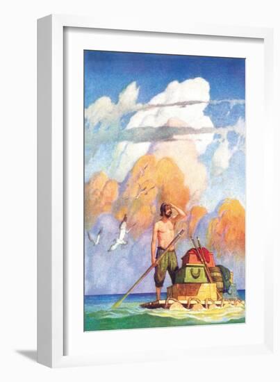 Robinson Crusoe's Raft-Newell Convers Wyeth-Framed Art Print