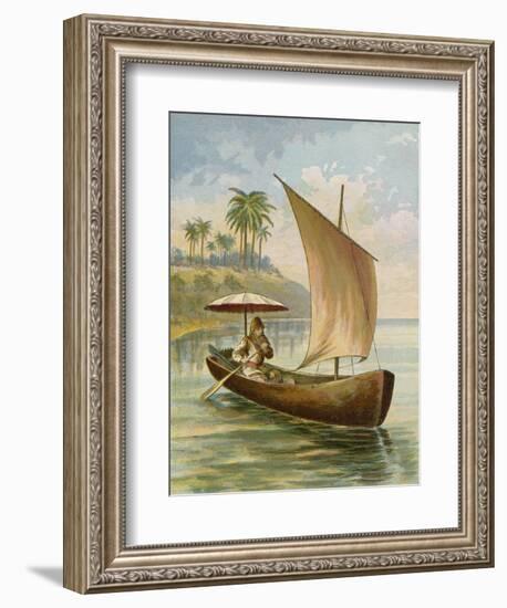 Robinson Crusoe Sailing in His Boat-null-Framed Giclee Print