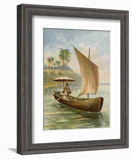 Robinson Crusoe Sailing in His Boat-null-Framed Giclee Print