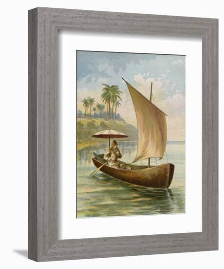 Robinson Crusoe Sailing in His Boat-null-Framed Giclee Print