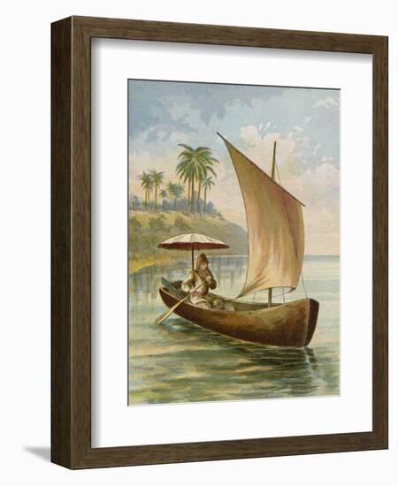 Robinson Crusoe Sailing in His Boat-null-Framed Giclee Print