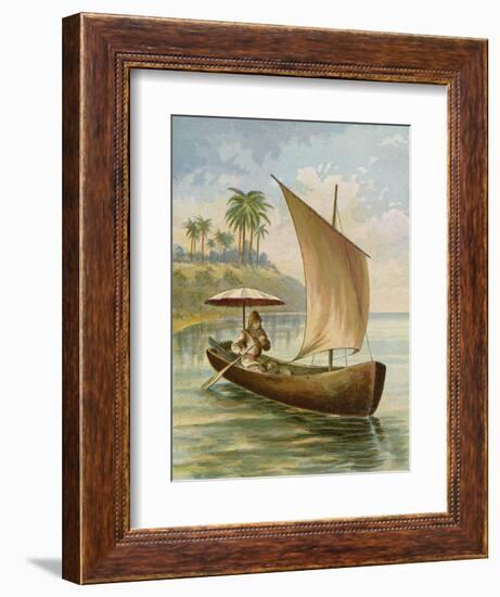 Robinson Crusoe Sailing in His Boat--Framed Giclee Print