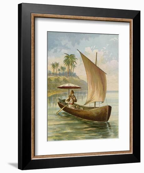 Robinson Crusoe Sailing in His Boat--Framed Giclee Print