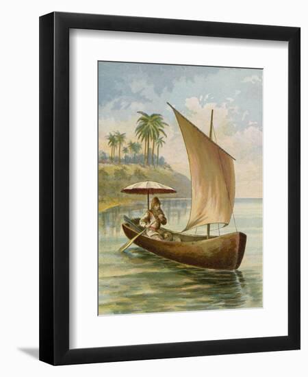 Robinson Crusoe Sailing in His Boat-null-Framed Giclee Print