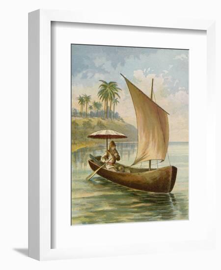 Robinson Crusoe Sailing in His Boat-null-Framed Giclee Print