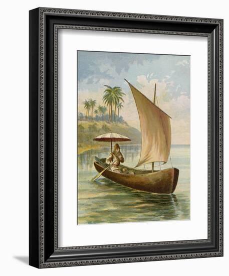 Robinson Crusoe Sailing in His Boat-null-Framed Giclee Print