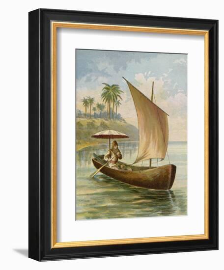 Robinson Crusoe Sailing in His Boat-null-Framed Giclee Print