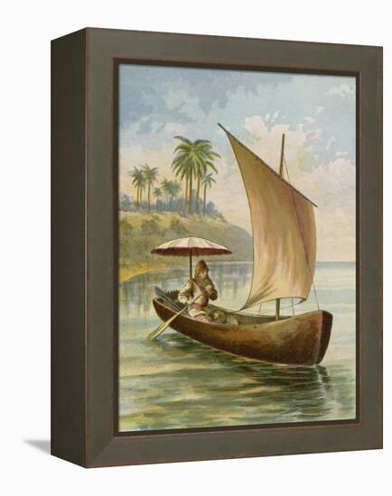 Robinson Crusoe Sailing in His Boat-null-Framed Premier Image Canvas