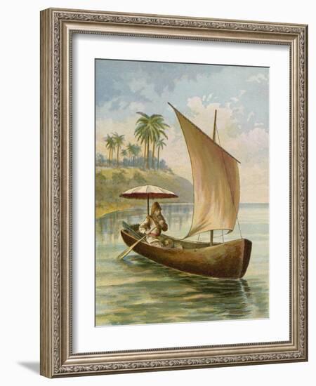 Robinson Crusoe Sailing in His Boat-null-Framed Giclee Print