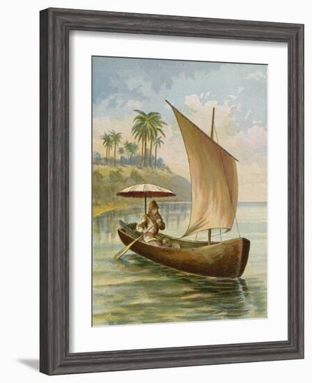 Robinson Crusoe Sailing in His Boat-null-Framed Giclee Print