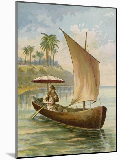 Robinson Crusoe Sailing in His Boat-null-Mounted Giclee Print