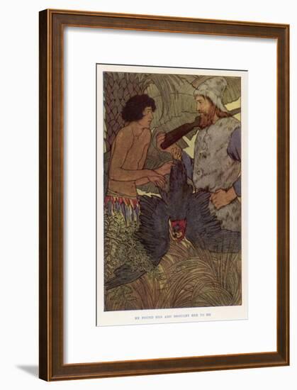 Robinson Crusoe Shoots a Parrot Which He and Friday Eat for Supper-Elenore Plaisted Abbott-Framed Art Print