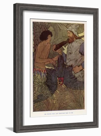 Robinson Crusoe Shoots a Parrot Which He and Friday Eat for Supper-Elenore Plaisted Abbott-Framed Art Print