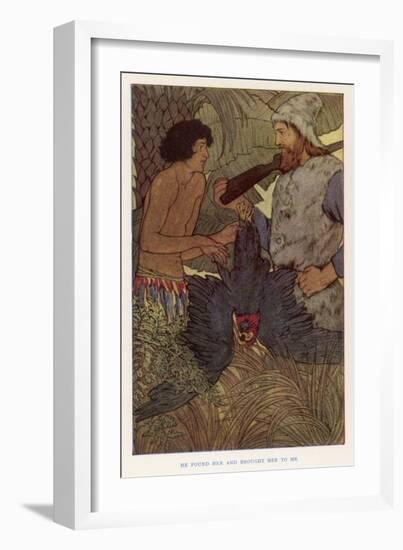 Robinson Crusoe Shoots a Parrot Which He and Friday Eat for Supper-Elenore Plaisted Abbott-Framed Art Print