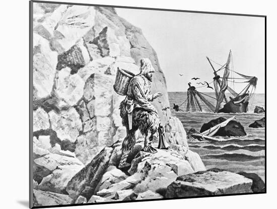 Robinson Crusoe Viewing His Wreck Print-null-Mounted Giclee Print