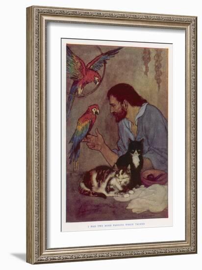 Robinson Crusoe with His Parrots and Cats-Elenore Plaisted Abbott-Framed Art Print