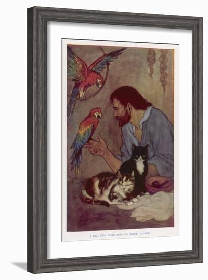 Robinson Crusoe with His Parrots and Cats-Elenore Plaisted Abbott-Framed Art Print