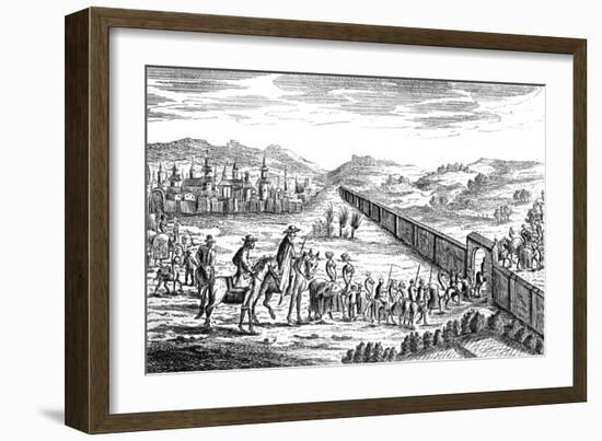 Robinson Crusoe with the Muscovite Caravan, C1719-null-Framed Giclee Print