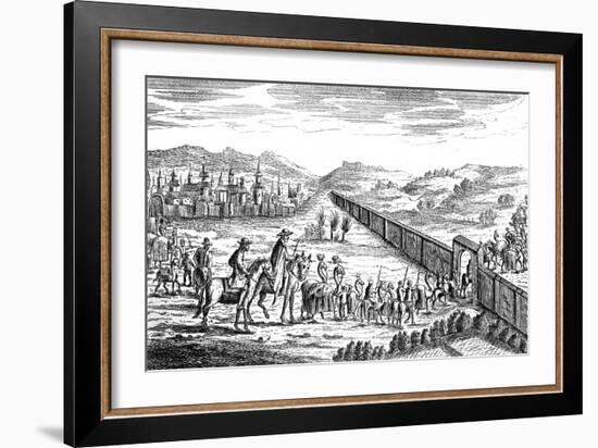 Robinson Crusoe with the Muscovite Caravan, C1719-null-Framed Giclee Print