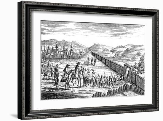 Robinson Crusoe with the Muscovite Caravan, C1719-null-Framed Giclee Print