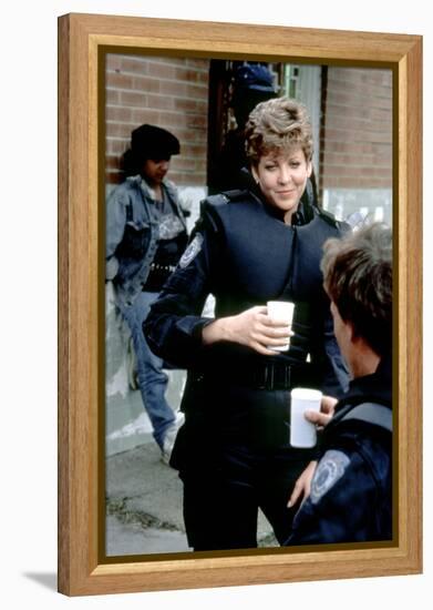 Robocop by Paul Verhoeven with Nancy Allen and Peter Weller ( by dos ), 1987 (photo)-null-Framed Stretched Canvas