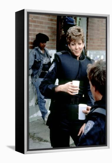 Robocop by Paul Verhoeven with Nancy Allen and Peter Weller ( by dos ), 1987 (photo)-null-Framed Stretched Canvas
