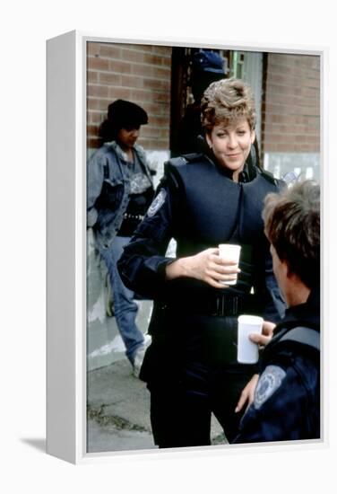 Robocop by Paul Verhoeven with Nancy Allen and Peter Weller ( by dos ), 1987 (photo)-null-Framed Stretched Canvas