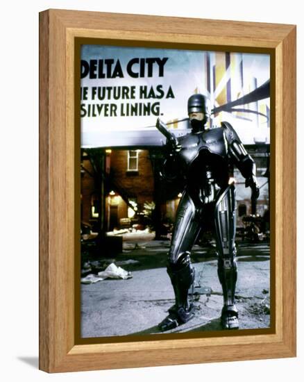 Robocop by Paul Verhoeven with Peter Weller, 1987 (photo)-null-Framed Stretched Canvas