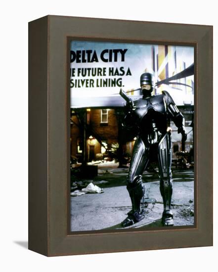 Robocop by Paul Verhoeven with Peter Weller, 1987 (photo)-null-Framed Stretched Canvas