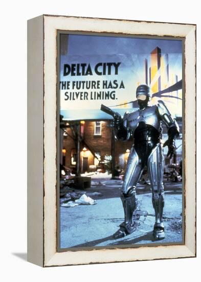 Robocop by Paul Verhoeven with Peter Weller, 1987 (photo)-null-Framed Stretched Canvas