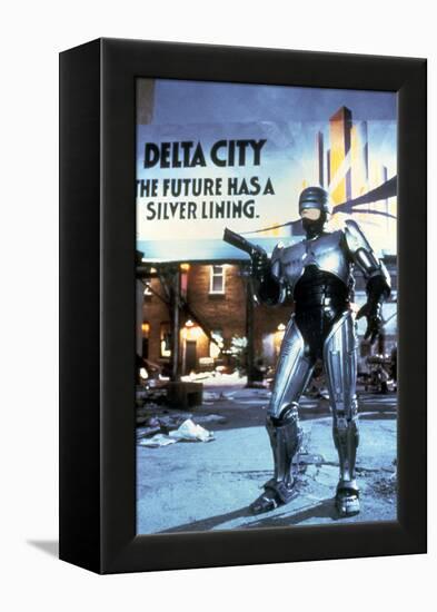 Robocop by Paul Verhoeven with Peter Weller, 1987 (photo)-null-Framed Stretched Canvas