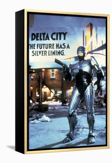 Robocop by Paul Verhoeven with Peter Weller, 1987 (photo)-null-Framed Stretched Canvas